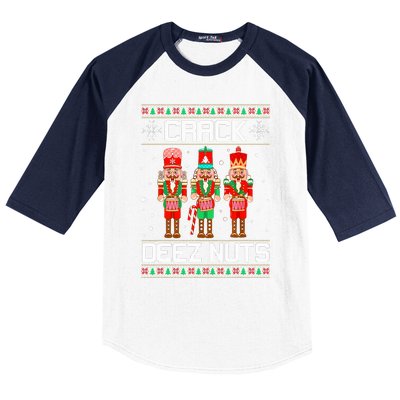 Funny Crack Deez Nuts Ugly Christmas Sweater Xmas Nutcracker  Baseball Sleeve Shirt