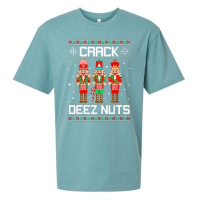 Funny Crack Deez Nuts Ugly Christmas Sweater Xmas Nutcracker  Sueded Cloud Jersey T-Shirt