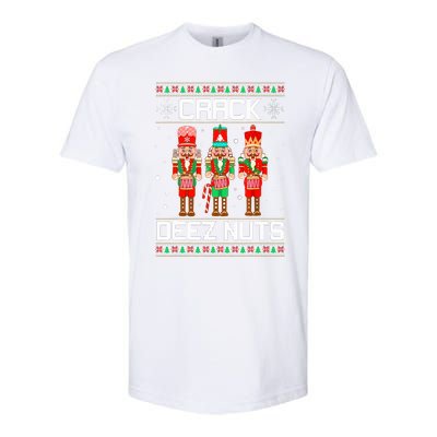 Funny Crack Deez Nuts Ugly Christmas Sweater Xmas Nutcracker  Softstyle CVC T-Shirt