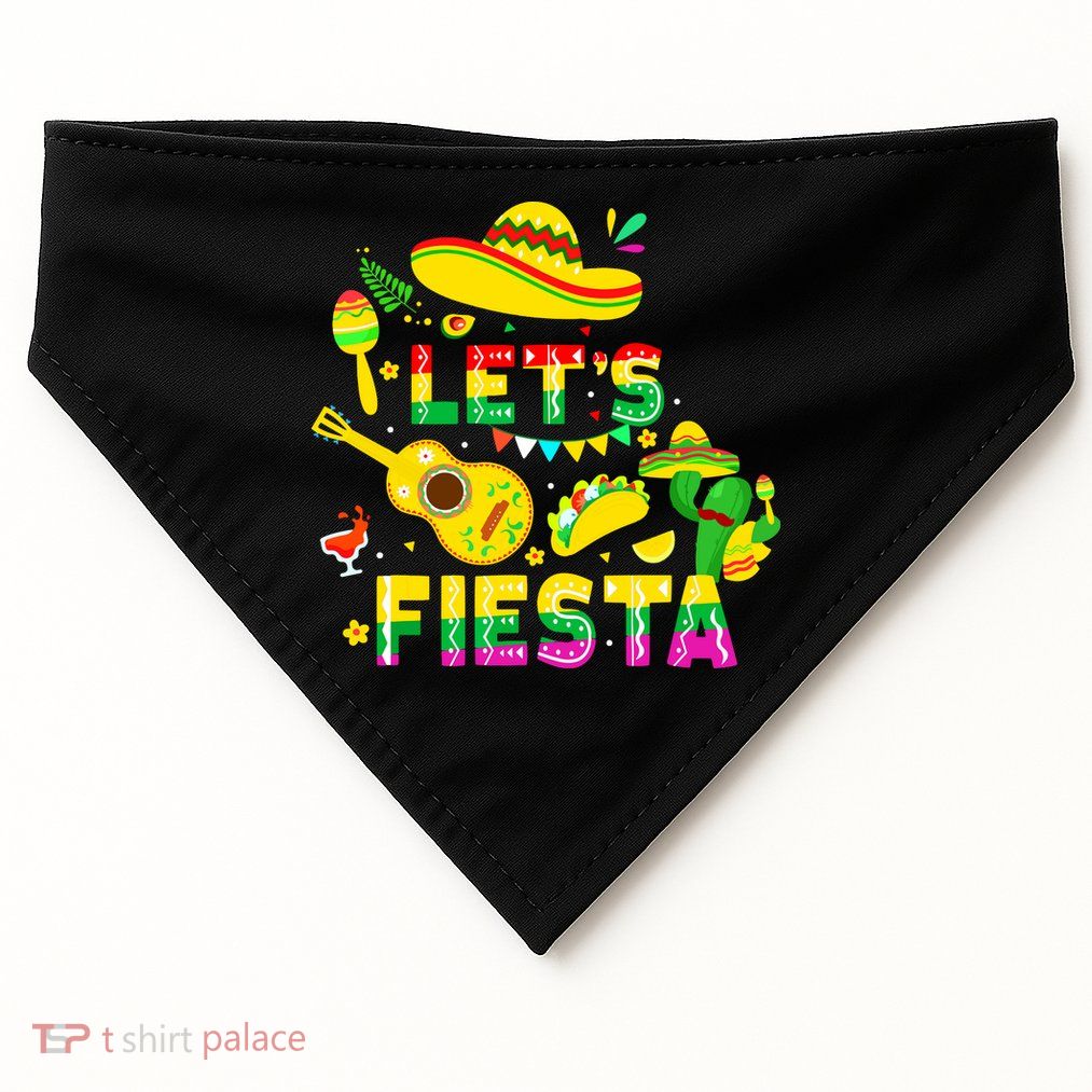 Funny Cinco De Mayo Mexican Guitar Cactus Lets Fiesta USA-Made Doggie Bandana