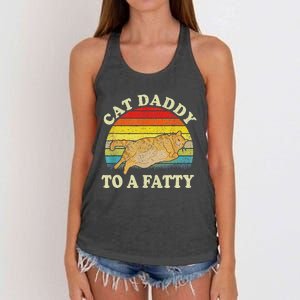 Fat Chonk Dad Cat Daddy To A Fatty Women's Knotted Racerback Tank