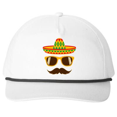 Funny Cinco De Mayo Party Mustache Face Dad Papa Cito Gift Snapback Five-Panel Rope Hat