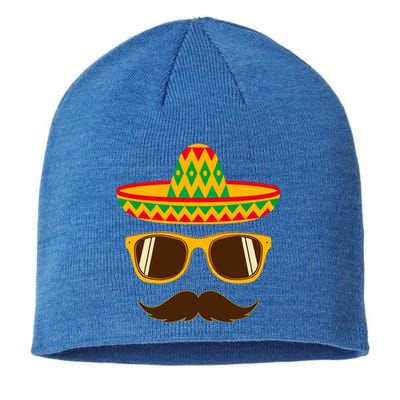 Funny Cinco De Mayo Party Mustache Face Dad Papa Cito Gift Sustainable Beanie