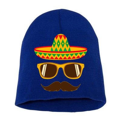 Funny Cinco De Mayo Party Mustache Face Dad Papa Cito Gift Short Acrylic Beanie