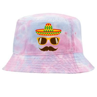 Funny Cinco De Mayo Party Mustache Face Dad Papa Cito Gift Tie-Dyed Bucket Hat