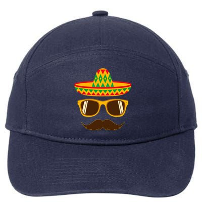 Funny Cinco De Mayo Party Mustache Face Dad Papa Cito Gift 7-Panel Snapback Hat