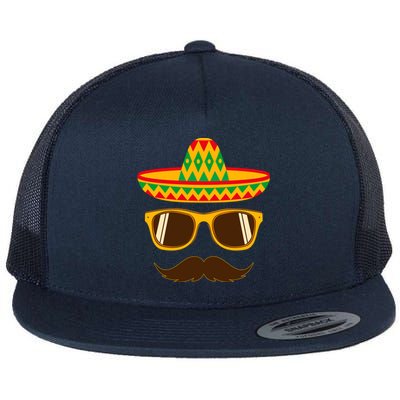 Funny Cinco De Mayo Party Mustache Face Dad Papa Cito Gift Flat Bill Trucker Hat