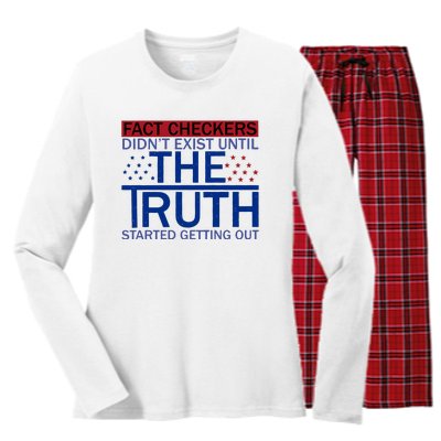 Fact Checkers Didn’T Exist Until The Truth Started Getting Out Women's Long Sleeve Flannel Pajama Set 