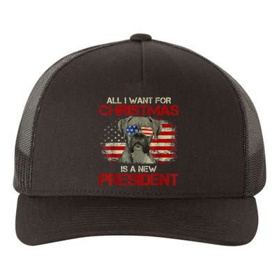 Funny Christmas Dog Anti Joe Biden Vintage American Flag Yupoong Adult 5-Panel Trucker Hat