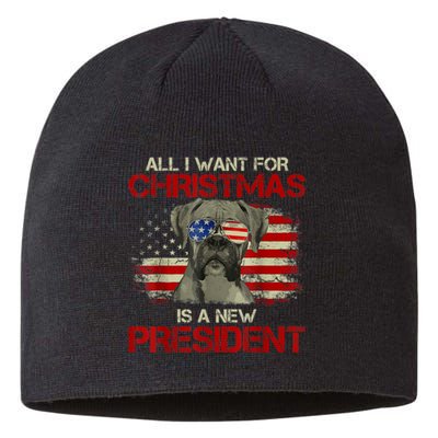 Funny Christmas Dog Anti Joe Biden Vintage American Flag Sustainable Beanie