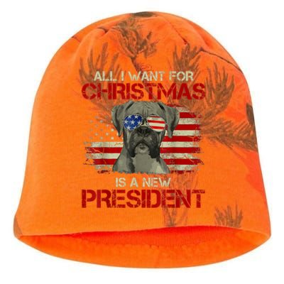 Funny Christmas Dog Anti Joe Biden Vintage American Flag Kati - Camo Knit Beanie