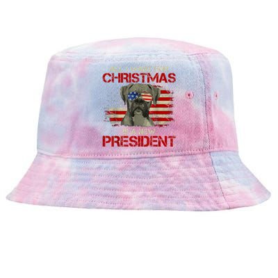 Funny Christmas Dog Anti Joe Biden Vintage American Flag Tie-Dyed Bucket Hat