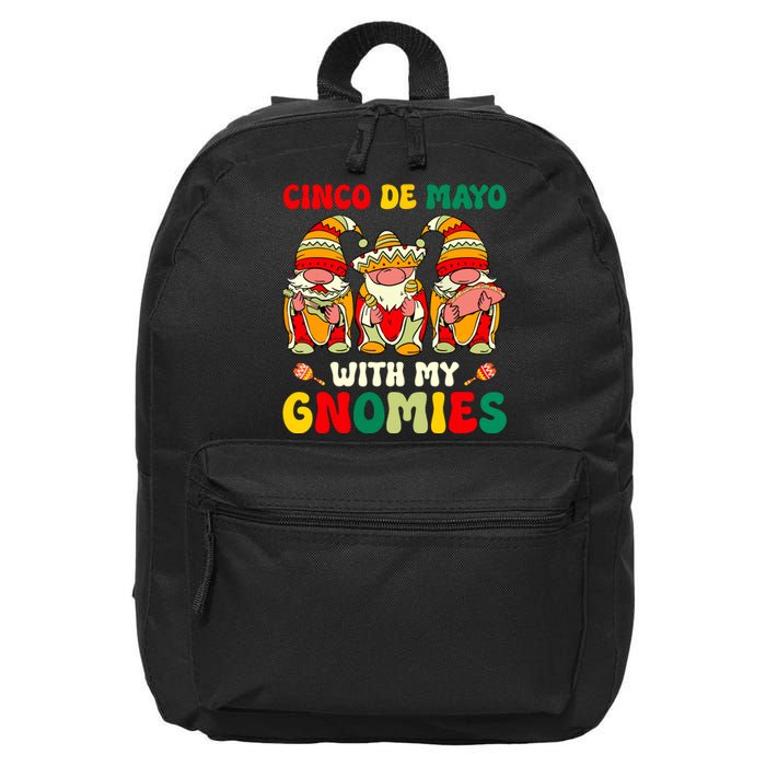 Funny Cinco De Mayo With My Gnomies Trio Gnomes Girl 16 in Basic Backpack