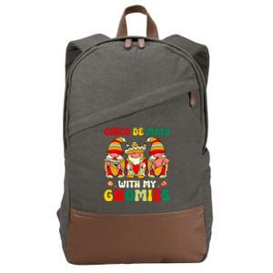 Funny Cinco De Mayo With My Gnomies Trio Gnomes Girl Cotton Canvas Backpack