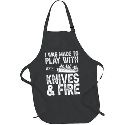 Funny Chef Design For Men Women Knives Play Cooking Lovers Full-Length Apron With Pockets
