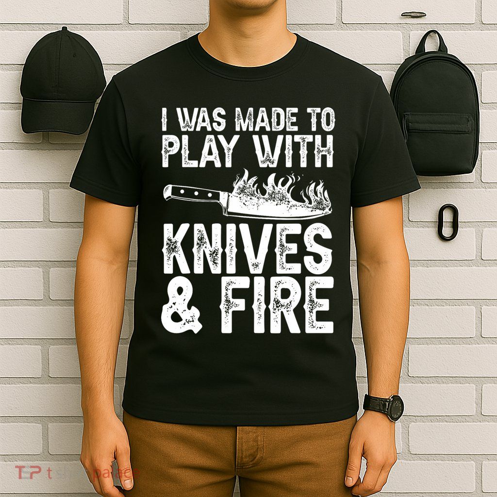 Funny Chef Design For Men Women Knives Play Cooking Lovers T-Shirt