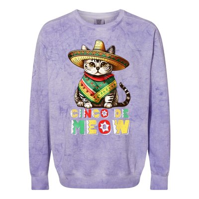 Feliz Cinco De Meow Funny Mexican Cat Fiesta 5 De Mayo Colorblast Crewneck Sweatshirt