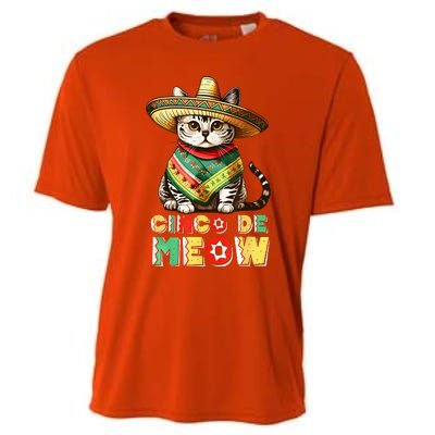 Feliz Cinco De Meow Funny Mexican Cat Fiesta 5 De Mayo Cooling Performance Crew T-Shirt