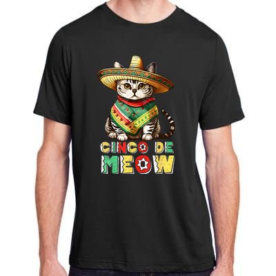 Feliz Cinco De Meow Funny Mexican Cat Fiesta 5 De Mayo Adult ChromaSoft Performance T-Shirt