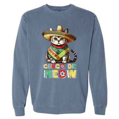 Feliz Cinco De Meow Funny Mexican Cat Fiesta 5 De Mayo Garment-Dyed Sweatshirt