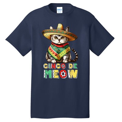 Feliz Cinco De Meow Funny Mexican Cat Fiesta 5 De Mayo Tall T-Shirt