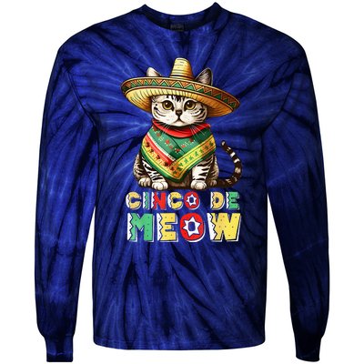 Feliz Cinco De Meow Funny Mexican Cat Fiesta 5 De Mayo Tie-Dye Long Sleeve Shirt