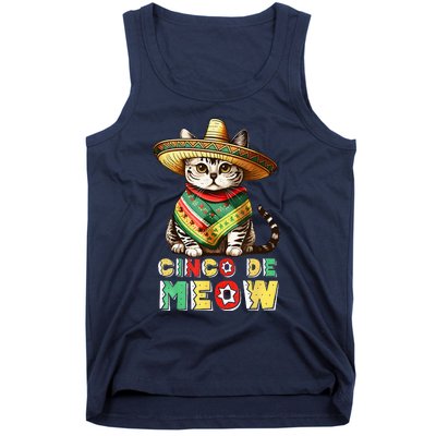 Feliz Cinco De Meow Funny Mexican Cat Fiesta 5 De Mayo Tank Top