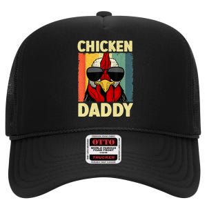 Funny Chicken Daddy Design For Dad Farmer Chicken Lover High Crown Mesh Back Trucker Hat