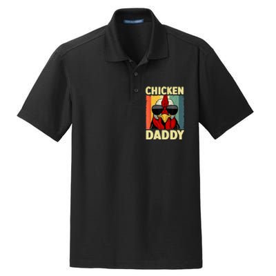 Funny Chicken Daddy Design For Dad Farmer Chicken Lover Dry Zone Grid Polo