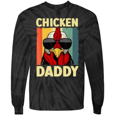 Funny Chicken Daddy Design For Dad Farmer Chicken Lover Tie-Dye Long Sleeve Shirt