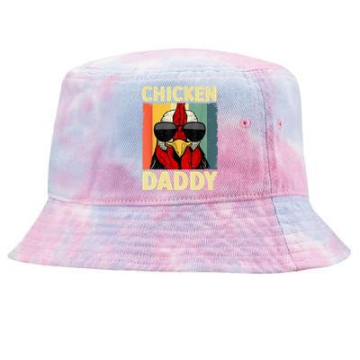 Funny Chicken Daddy Design For Dad Farmer Chicken Lover Tie-Dyed Bucket Hat