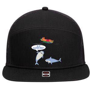 Funny Celiac Disease Wheat Free Shark Animal Gluten Free 7 Panel Mesh Trucker Snapback Hat