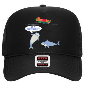 Funny Celiac Disease Wheat Free Shark Animal Gluten Free High Crown Mesh Back Trucker Hat