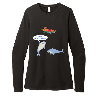 Funny Celiac Disease Wheat Free Shark Animal Gluten Free Womens CVC Long Sleeve Shirt