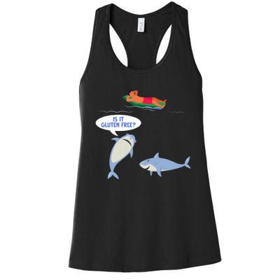 Funny Celiac Disease Wheat Free Shark Animal Gluten Free Women's Racerback Tank