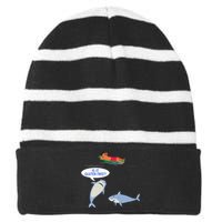 Funny Celiac Disease Wheat Free Shark Animal Gluten Free Striped Beanie with Solid Band