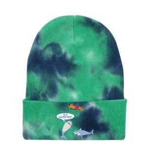 Funny Celiac Disease Wheat Free Shark Animal Gluten Free Tie Dye 12in Knit Beanie