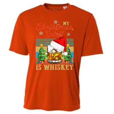 Funny Christmas Drinking Whiskey Liquor Drinker Saying Cooling Performance Crew T-Shirt