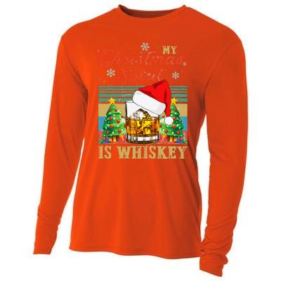 Funny Christmas Drinking Whiskey Liquor Drinker Saying Cooling Performance Long Sleeve Crew