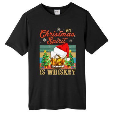 Funny Christmas Drinking Whiskey Liquor Drinker Saying Tall Fusion ChromaSoft Performance T-Shirt