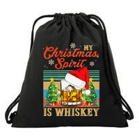 Funny Christmas Drinking Whiskey Liquor Drinker Saying Drawstring Bag