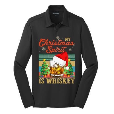 Funny Christmas Drinking Whiskey Liquor Drinker Saying Silk Touch Performance Long Sleeve Polo