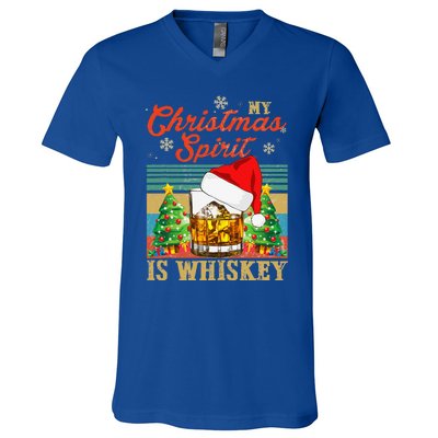 Funny Christmas Drinking Whiskey Liquor Drinker Saying V-Neck T-Shirt