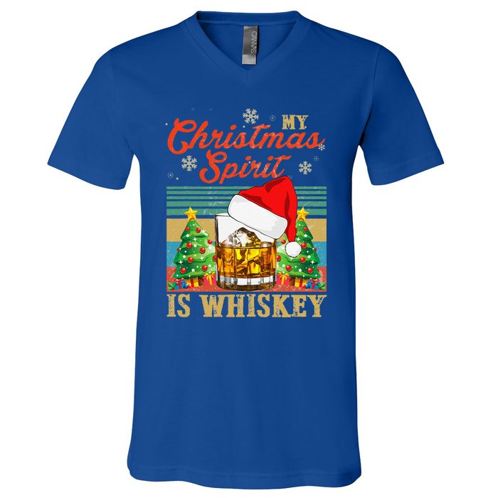 Funny Christmas Drinking Whiskey Liquor Drinker Saying V-Neck T-Shirt