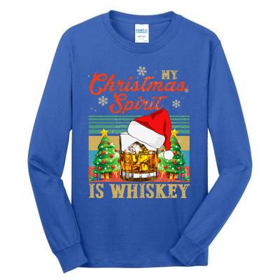 Funny Christmas Drinking Whiskey Liquor Drinker Saying Tall Long Sleeve T-Shirt