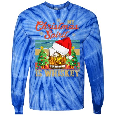 Funny Christmas Drinking Whiskey Liquor Drinker Saying Tie-Dye Long Sleeve Shirt