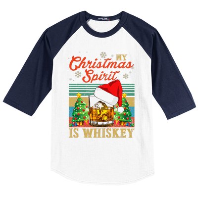 Funny Christmas Drinking Whiskey Liquor Drinker Saying Baseball Sleeve Shirt