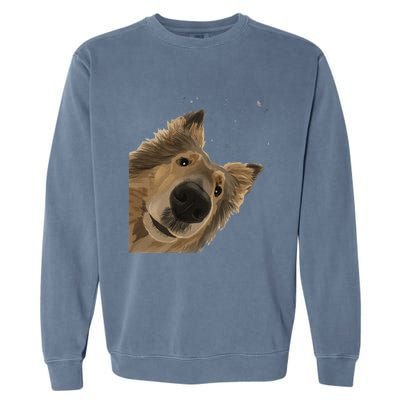 Funny Curious Dog Rough Collie Garment-Dyed Sweatshirt