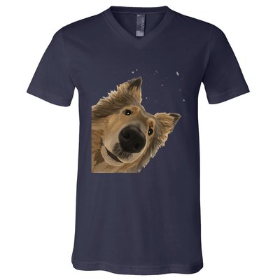 Funny Curious Dog Rough Collie V-Neck T-Shirt