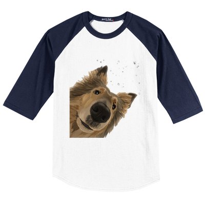 Funny Curious Dog Rough Collie Baseball Sleeve Shirt